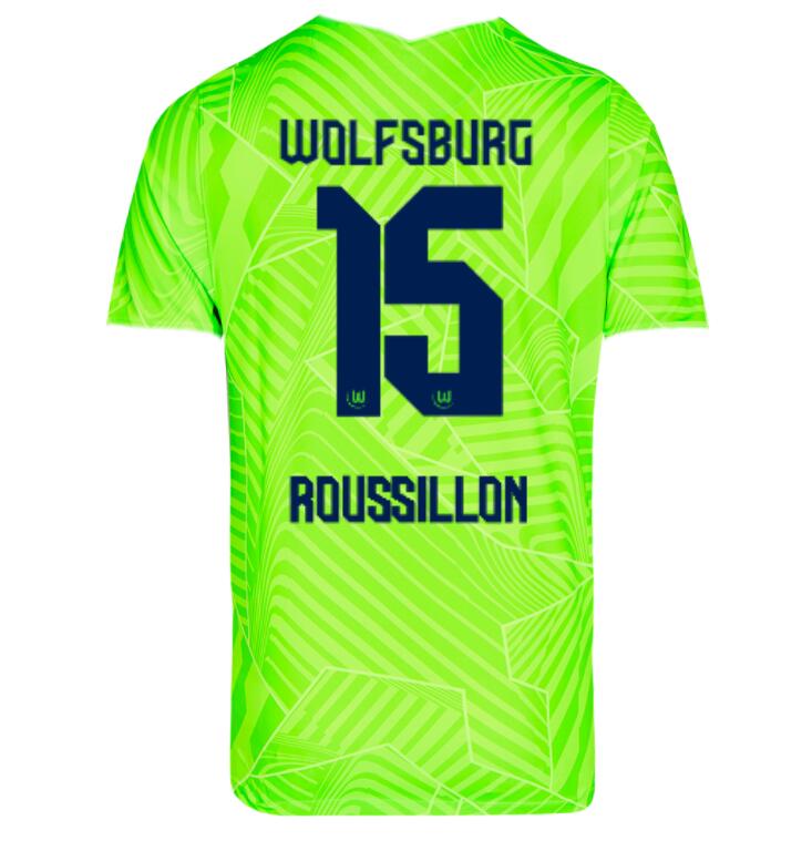 2021/22 Wolfsburg Home Kit Soccer Jersey with Roussillon 15 printing